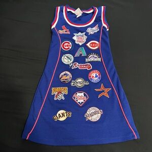 MLB Blue Mini Dress with Team Logos